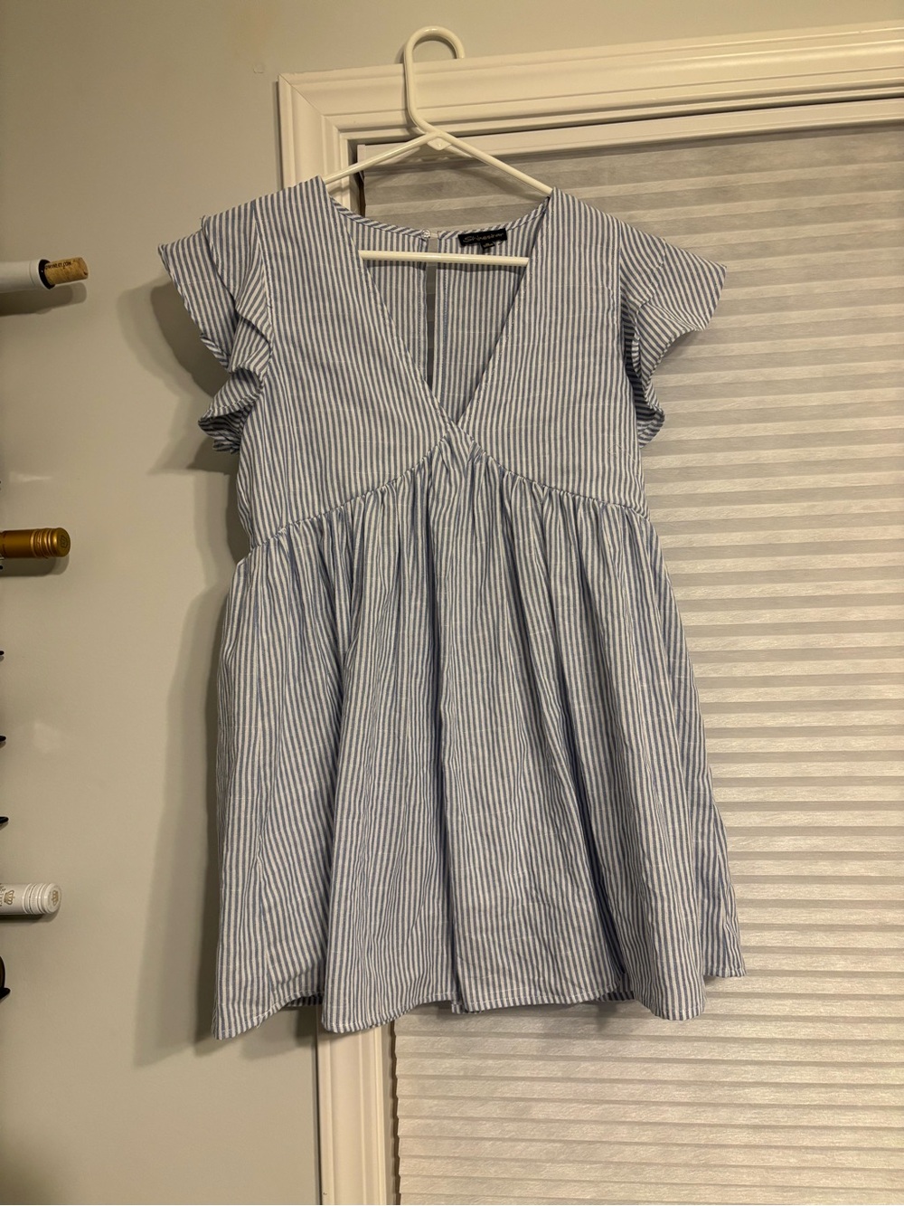 Shinestar Blue and White Striped Mini Dress